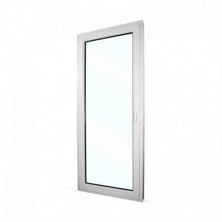 Plastové balkonové dveře jednokřídlé 88x208 cm (880x2080 mm), bílé, otevíravé i sklopné, LEVÉ - interiér - zavřené
