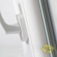 Jednokřídlé plastové okno 80x80 cm (800x800 mm), bílá|zlatý dub, otevíravé i sklopné, PRAVÉ - detail na kliku