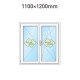 Plastové okno 110x120 cm (1100x1200 mm) dvoukřídlé se štulpem, bílé, PRAVÉ