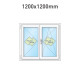 Plastové okno 120x120 cm (1200x1200 mm) dvoukřídlé se štulpem, bílé, PRAVÉ