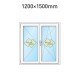Plastové okno 120x150 cm (1200x1500 mm) dvoukřídlé se štulpem, bílé, PRAVÉ
