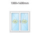 Plastové okno 130x140 cm (1300x1400 mm) dvoukřídlé se štulpem, bílé, PRAVÉ
