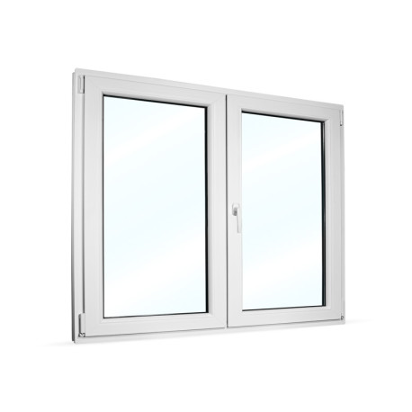 Plastové okno 140x120 cm (1400x1200 mm) dvoukřídlé se štulpem, bílé, PRAVÉ