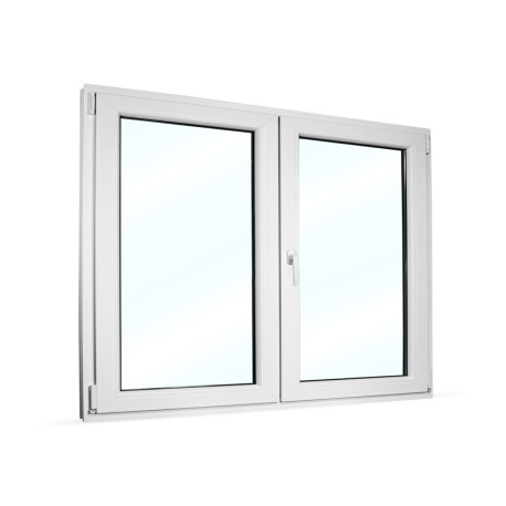 Plastové okno 150x120 cm (1500x1200 mm) dvoukřídlé se štulpem, bílé, PRAVÉ