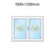 Plastové okno 150x120 cm (1500x1200 mm) dvoukřídlé se štulpem, bílé, PRAVÉ
