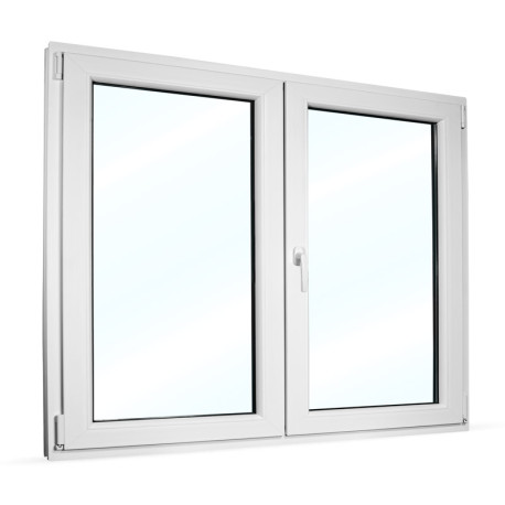 Plastové okno 180x150 cm (1800x1500 mm) dvoukřídlé se štulpem, bílé, PRAVÉ